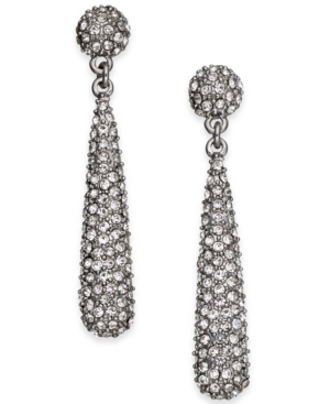 image of Inc Silver-Tone Crystal Elongated Drop Earrings, Created for Macy-s