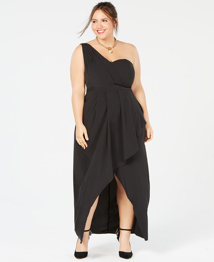 City Chic Allure One-Shoulder Asymmetrical Maxi Dress - Macy's
