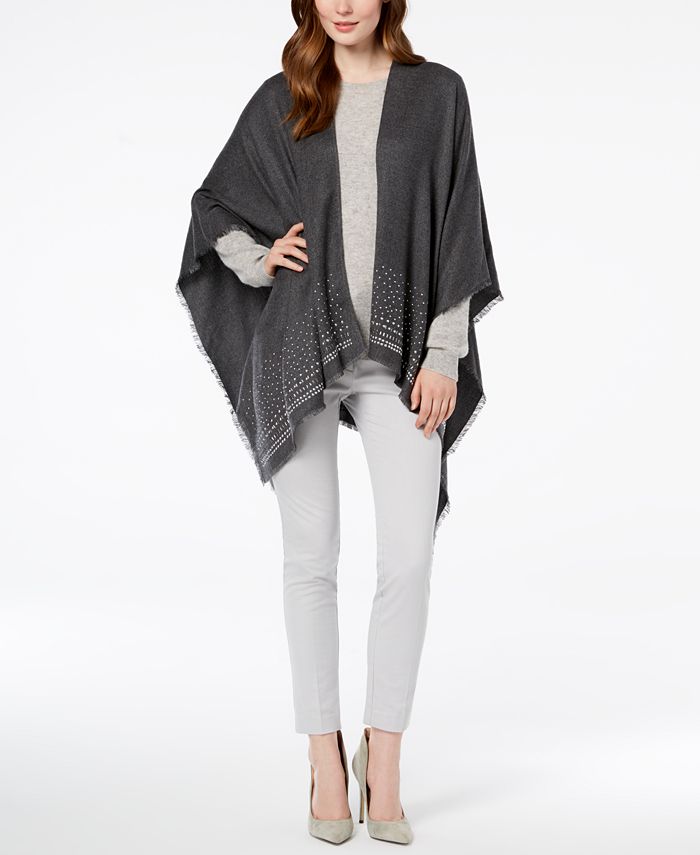 Charter Club Super-Soft Embellished Poncho, Created for Macy's - Macy's