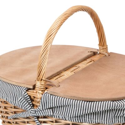 Country Navy & White Striped Picnic Basket
