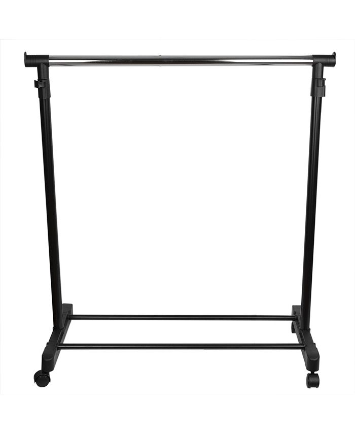 Sunbeam Single Rail Adjustable Rolling Garment and Wardrobe Organizing