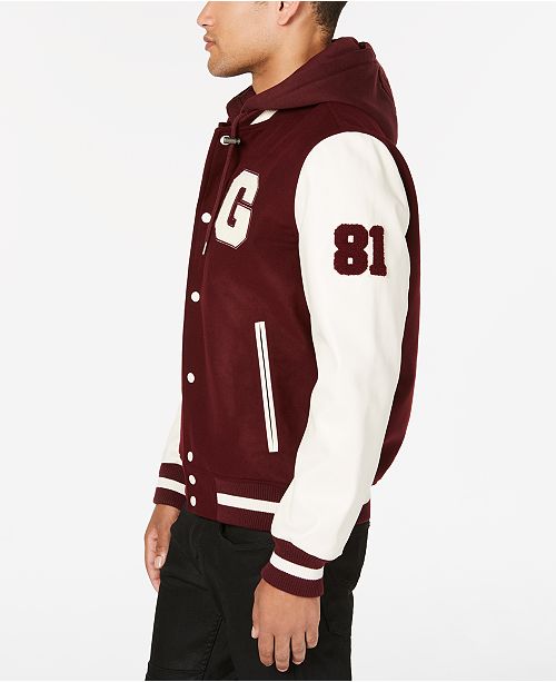 GUESS Men's Hooded Varsity Jacket Coats & Jackets Men Macy's