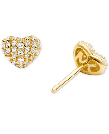 Michael Kors - Sterling Silver Crystal Heart Stud Earrings