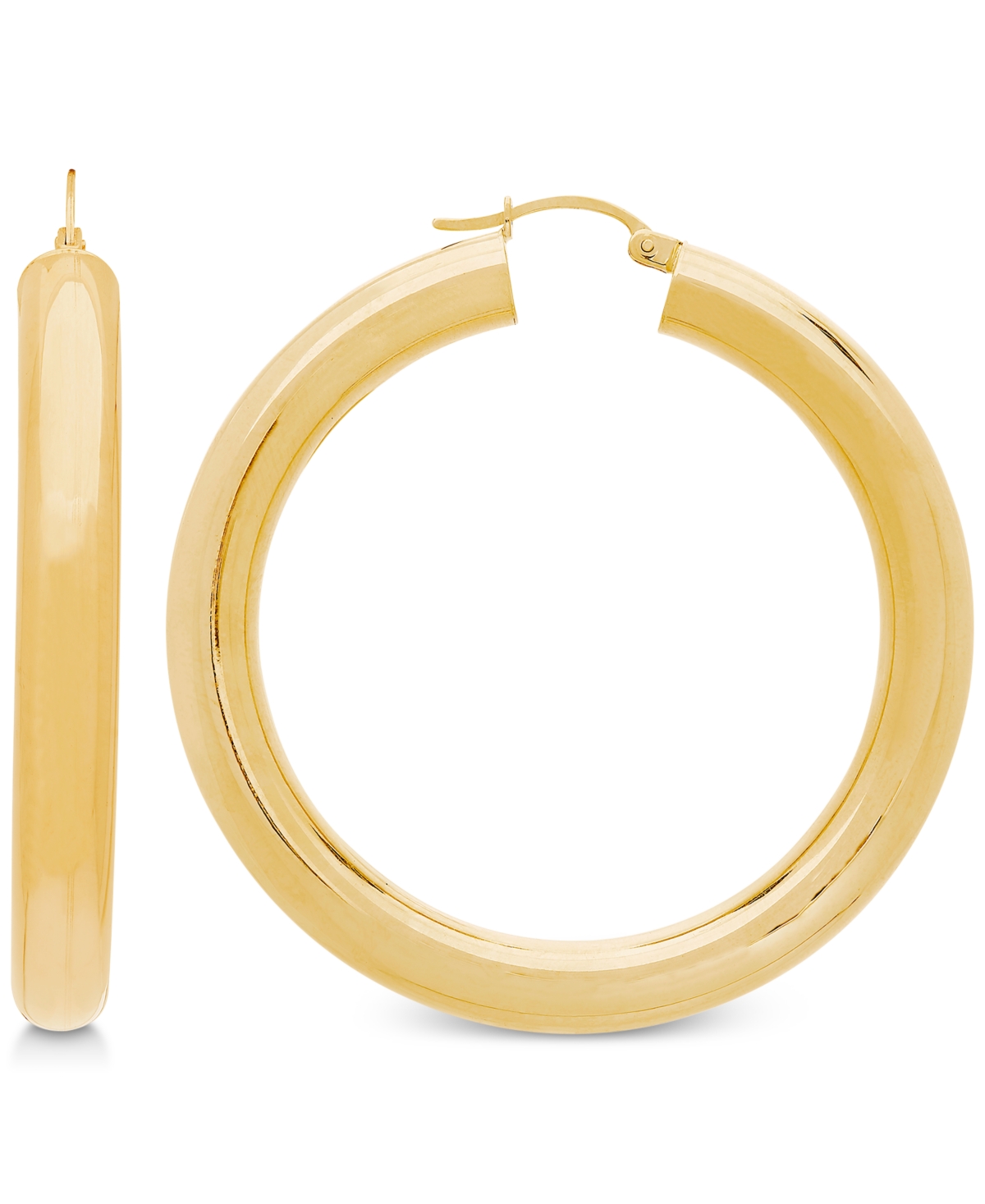 Italian Gold Polished Tube Hoop Earrings in 14k Gold