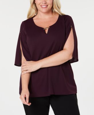Calvin Klein - Plus Size Split-Sleeve Top