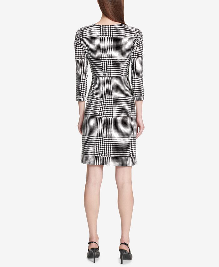 Calvin Klein Houndstooth-Print Wrap Dress - Macy's