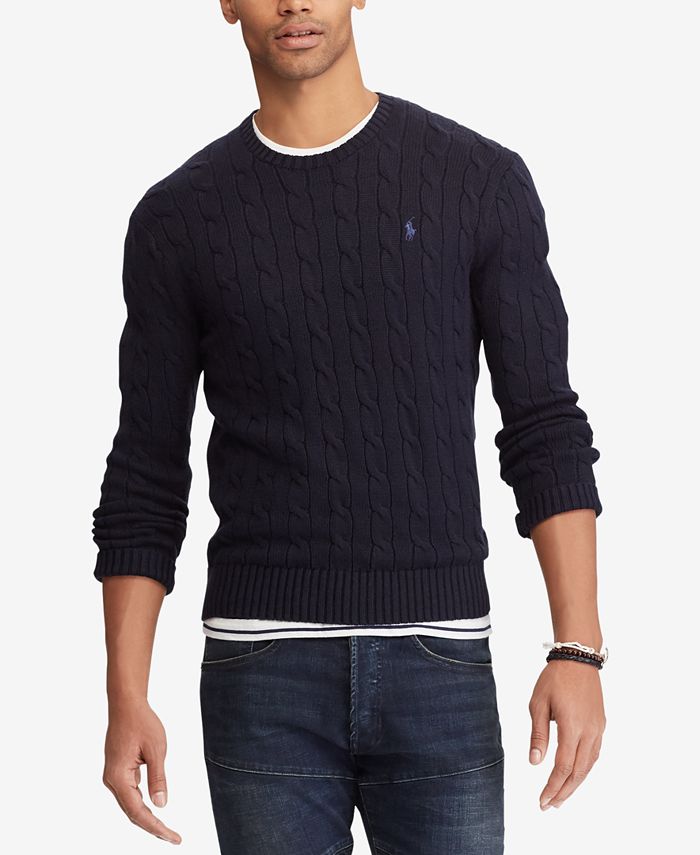 Polo Ralph Lauren Men's Big & Tall Cable-Knit Cotton Sweater - Macy's