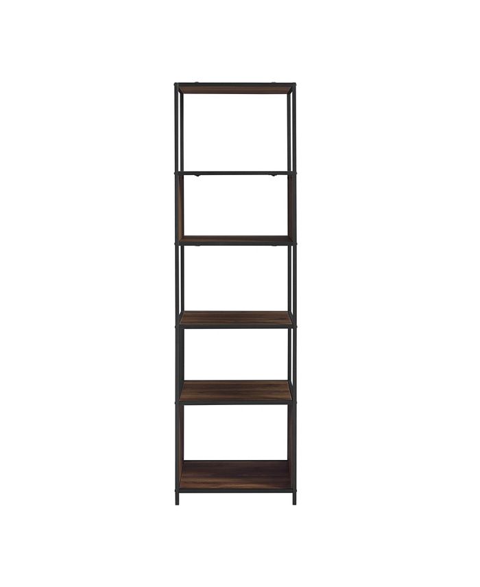 Walker Edison 70" Urban Industrial Metal and Wood Bookshelf Audio Media