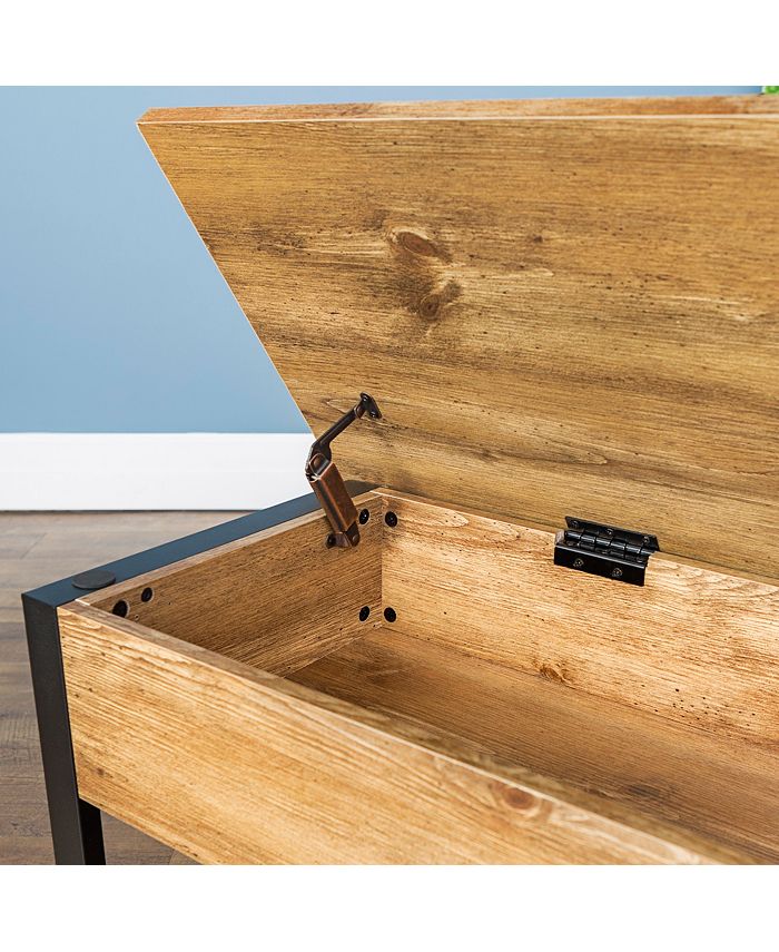 Walker Edison 48" OpenTop Storage Bench with Shoe Shelf Barnwood