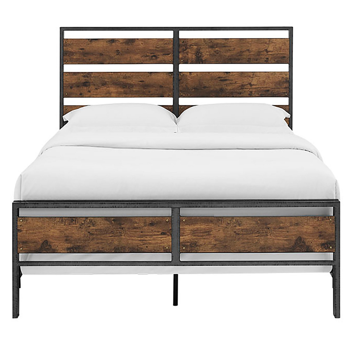 Walker Edison Size Metal and Wood Plank Bed