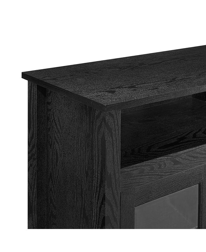 Walker Edison 58" Wood Highboy Fireplace Media TV Stand Console Black