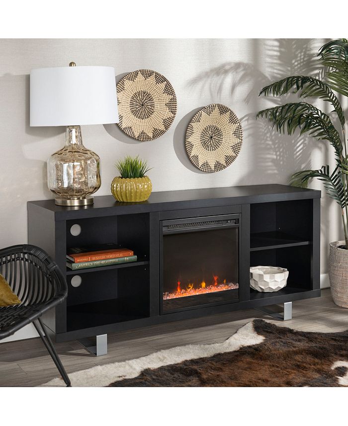 Walker Edison 58" Simple Modern Fireplace TV Console Black Macy's