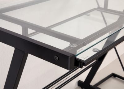 Walker Edison 51" Home Office L-Shaped Glass Corner Computer Desk with Black Metal Frame