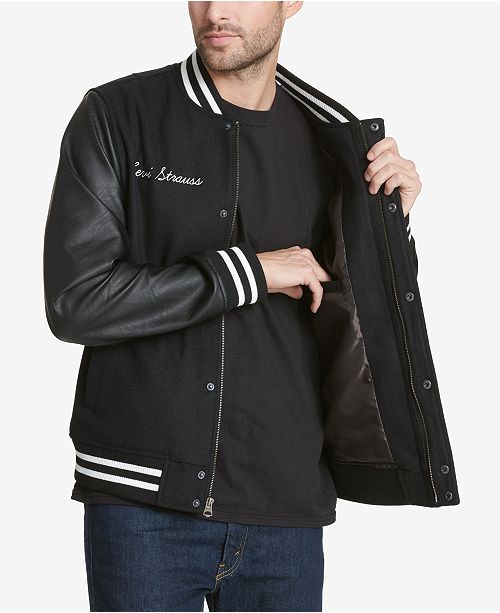 Levi's Mixed Media Varsity Jacket With Logo Coats & Jackets Men