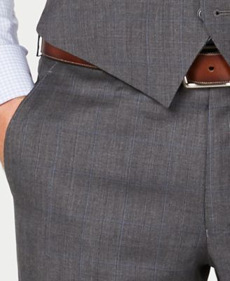 Michael Kors Men's Classic/Regular Fit Natural Stretch Gray Check Vested Wool Suit