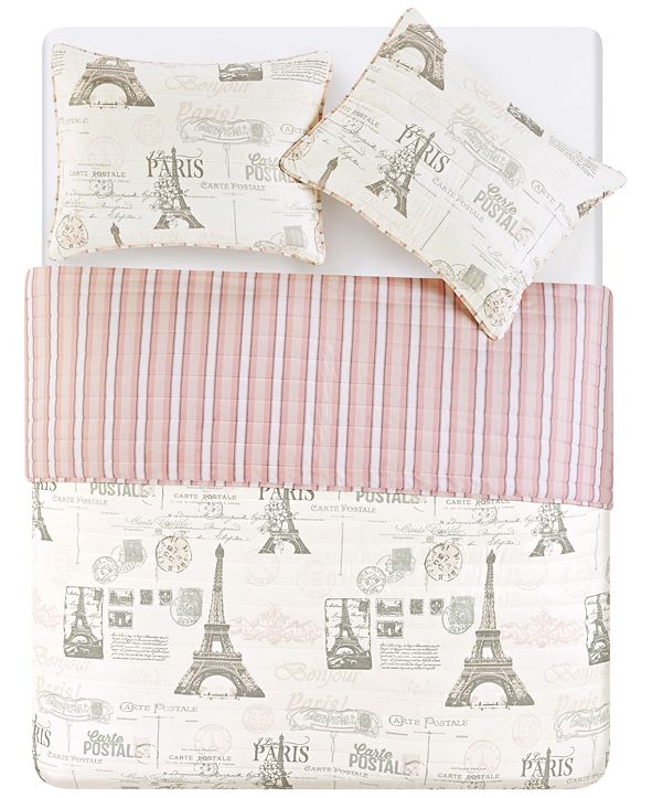 VCNY Home Carte  Postale Reversible 3 Pc Quilt Set 