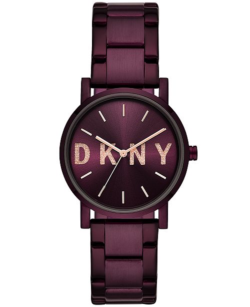 Dkny Women S Soho Port Purple Stainless Steel Bracelet Watch
