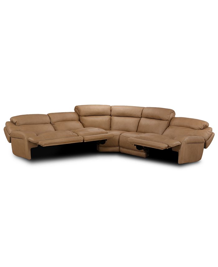 Furniture - Daventry 5-Pc. Leather Sectional Sofa With 3 Power Recliners, Power Headrests And USB Power Outlet