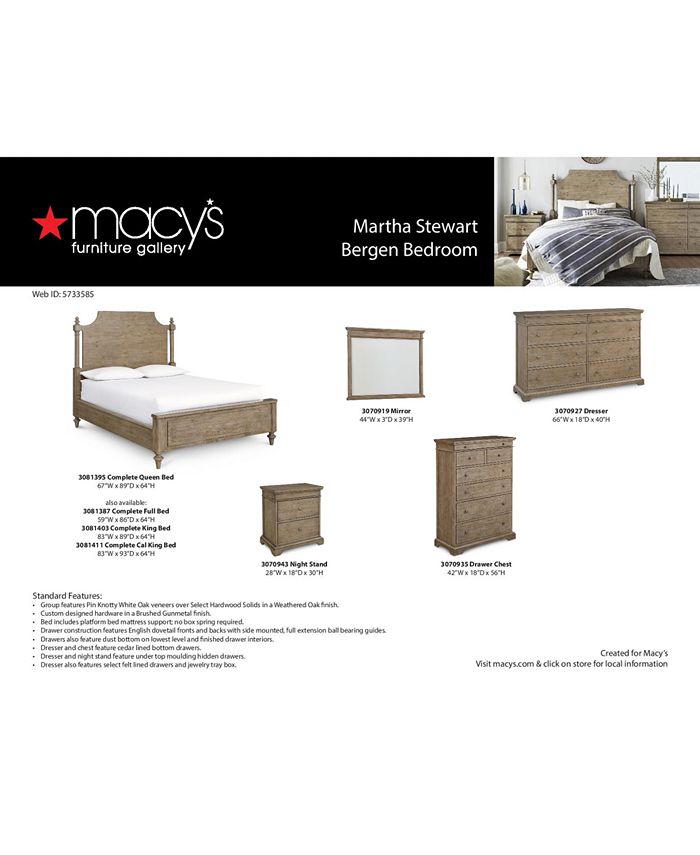 Furniture Closeout! Martha Stewart Collection Bergen Queen Bed, Created
