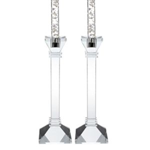 Badash Crystal Charleston Square 10 Inch Candle Holders - Set Of 2 In Clear