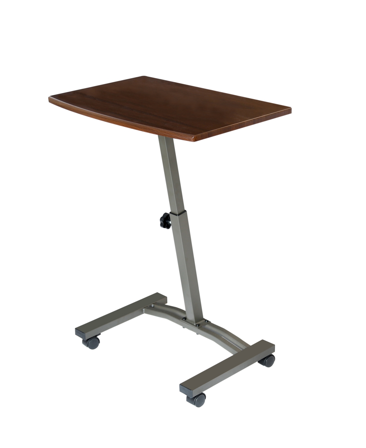 Mobile Laptop Desk Cart With Side Table - Brown