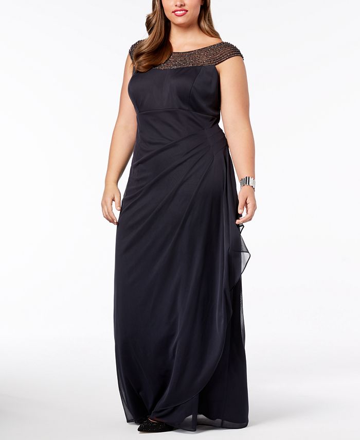 XSCAPE Plus Size Embellished Ruched Gown & Reviews - Dresses - Women ...
