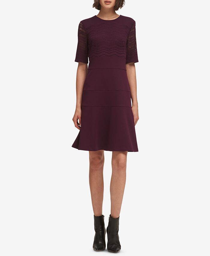 DKNY Elbow-Sleeve Fit & Flare Dress, Created for Macy's - Macy's