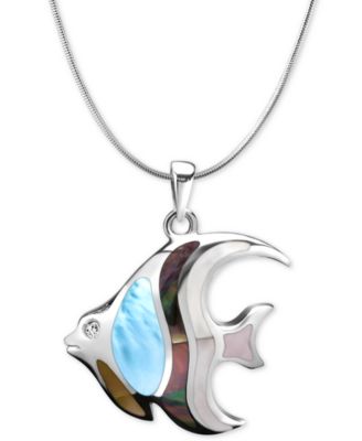 Marahlago - Multi-Stone Angelfish 21" Pendant Necklace in Sterling Silver