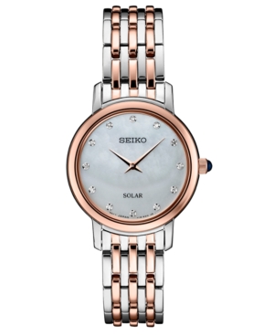 image of Seiko Women-s Diamond-Accent Two-Tone Stainless Steel Bracelet Watch 29.5mm, Created for Macy-s