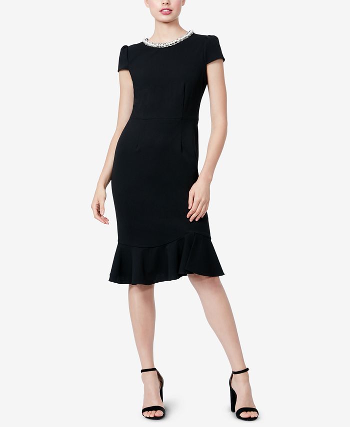 Betsey johnson black dress with pearl collar sale