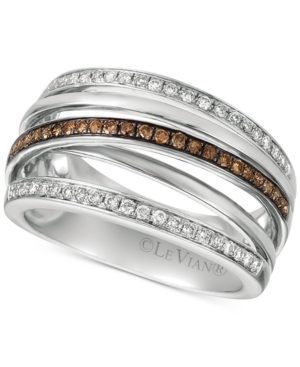 image of Le Vian Chocolatier Diamond Multi-Band Crisscross Ring (3/8 ct. t.w.) in 14k White Gold
