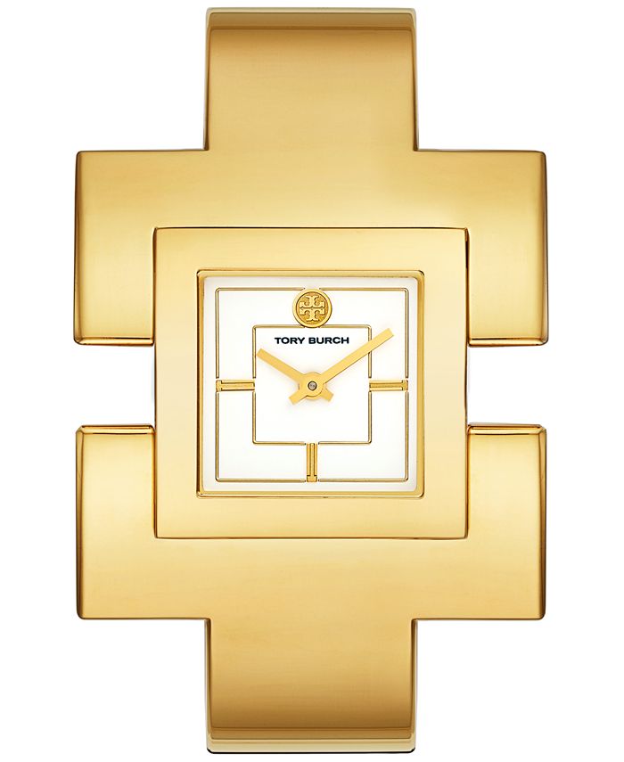 Tory Burch Women's T Bangle Gold-Tone Stainless Steel Bangle Bracelet Watch  25x25mm & Reviews - All Fine Jewelry - Jewelry & Watches - Macy's