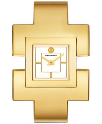 Tory Burch Women's T Bangle Gold-Tone Stainless Steel Bangle Bracelet Watch  25x25mm & Reviews - All Fine Jewelry - Jewelry & Watches - Macy's
