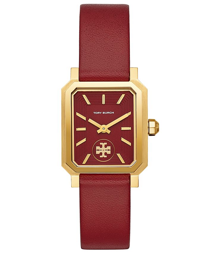 Tory Burch Women's Robinson Red Leather Roller Bar Strap Watch