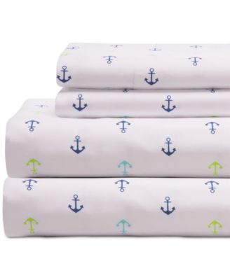 Beatrice Home Fashions - Coastal 4-Pc. Printed Full Sheet Set