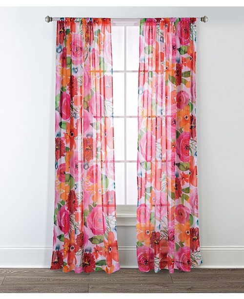 Izalia Sara B Santa Monica Printed Sheer Curtain Panel Set 84 In