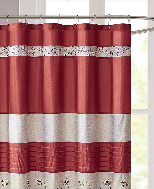 JLA Home Serene Embroidered 72" x 72" FauxSilk Shower Curtain, Created