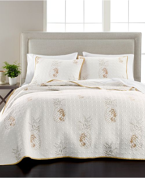 Martha Stewart Collection Embroidered Pineapple Twin Quilt