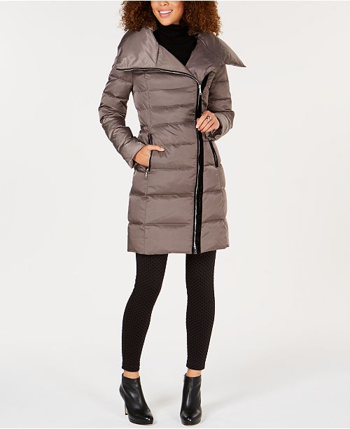 Tahari T Brooklyn Asymmetrical Pillow Collar Puffer Coat Reviews