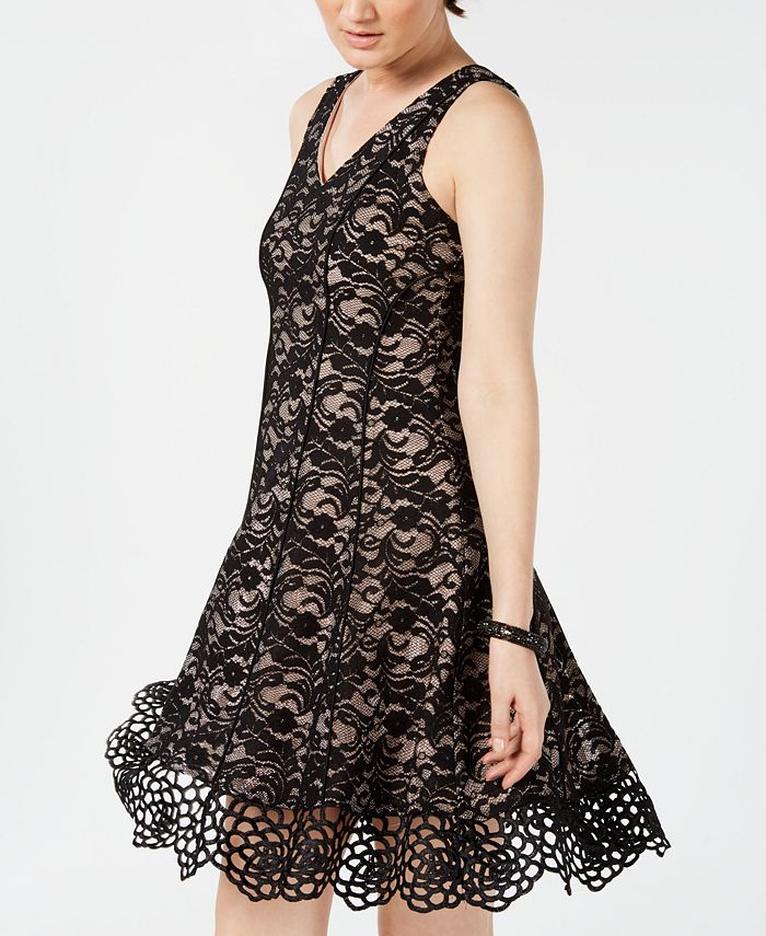Donna Ricco Sleeveless Lace Fit & Flare Dress - Macy's