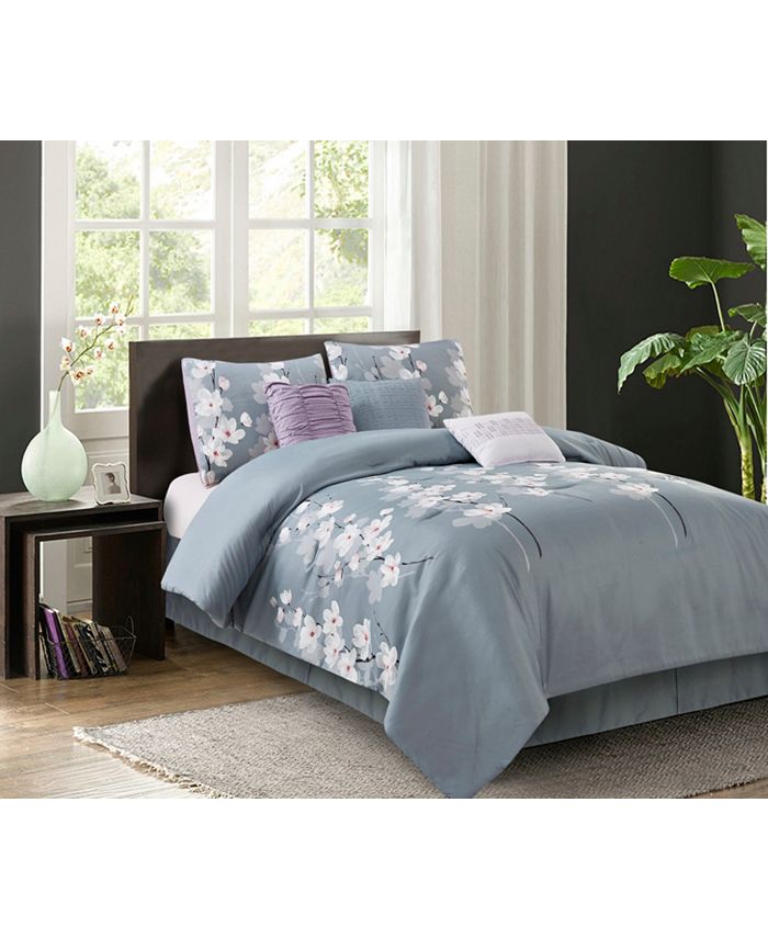 Brown & Grey Isabel Grey 7-piece Comforter Set, Queen - Macy's