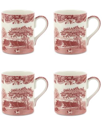 Spode - Cranberry Italian Mug, Set of 4