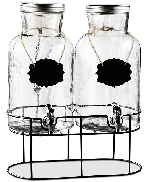 Jay Imports Sierra Double Chalkboard Beverage Dispenser Set With