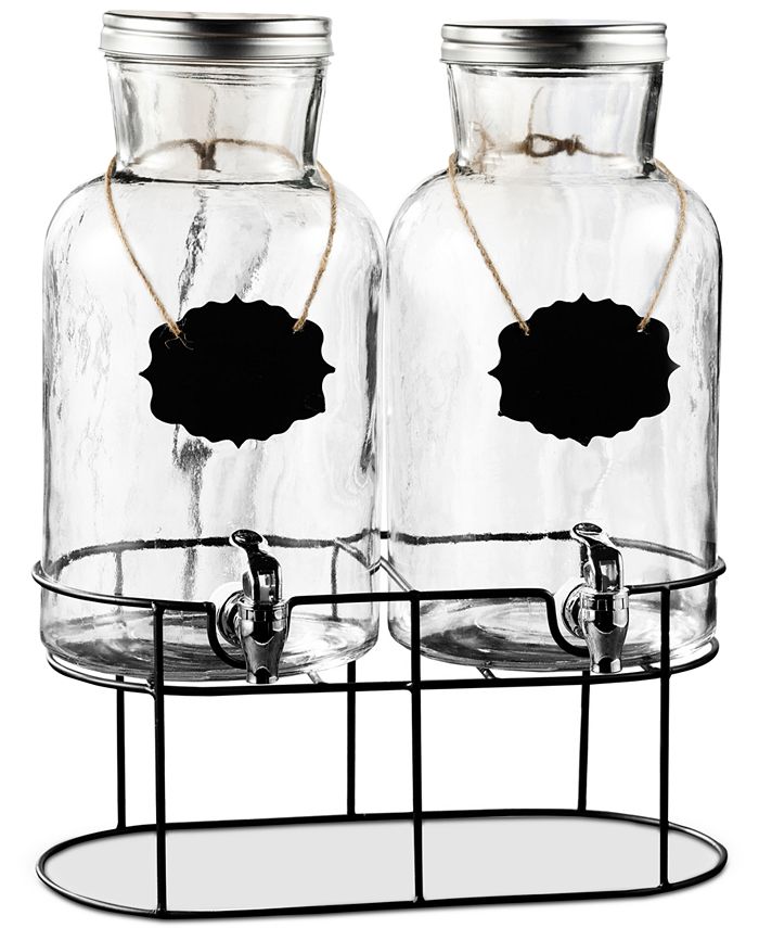 Jay Imports Sierra Double Chalkboard Beverage Dispenser Set with Silver