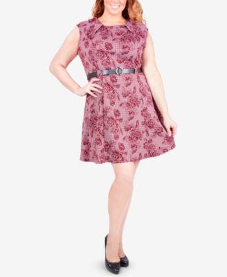 Plus Size Belted Fit & Flare Dress