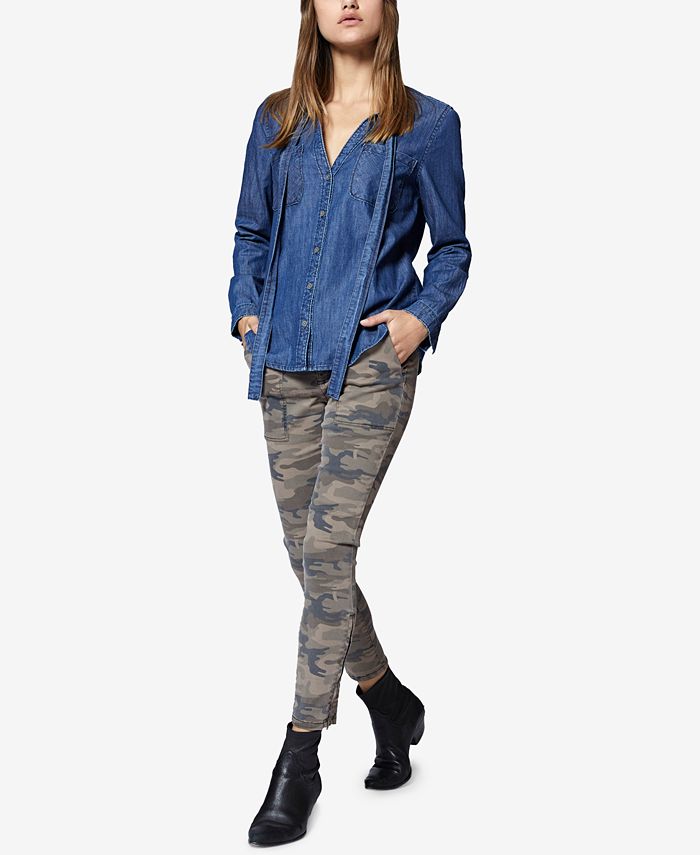 Sanctuary Cotton TieNeck Denim Shirt Macy's