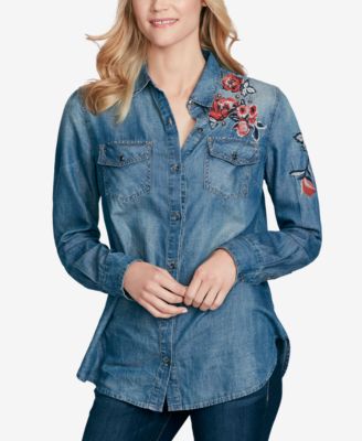 Jessica Simpson - Juniors' Petunia Denim Button-Front Shirt