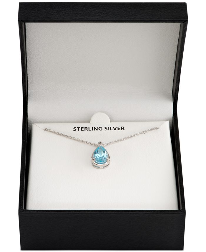 Macy's - Blue Topaz (3-5/8 ct. t.w.) & White Topaz Accent 18" Pendant Necklace in Sterling Silver
