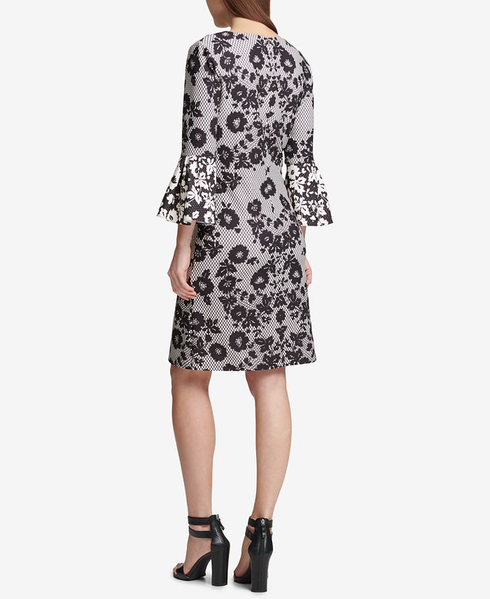 DKNY Bell-Sleeve Printed Dress, Created for Macy's - Macy's