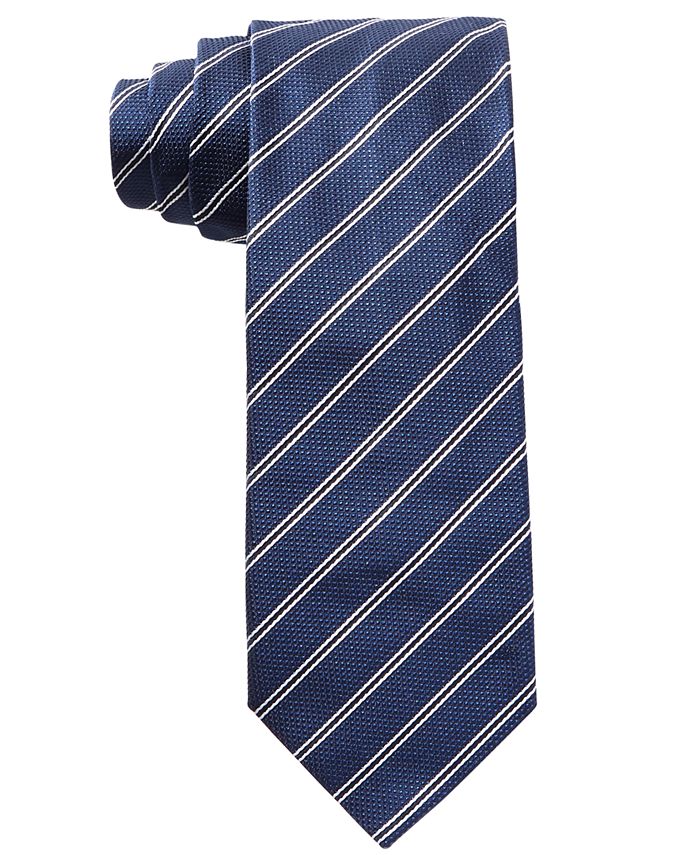 Hugo Boss HUGO Men's Navy Stripe Slim Silk Tie - Macy's